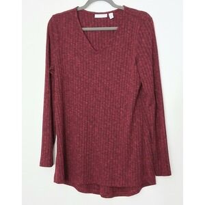 Susan Graver Ribbed Sweater Size Small Knit Tunic with Hi-Low Hem Valentines